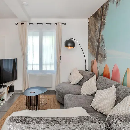بيت للعطل Le Little Hawai 4 Etoiles - Maison 6 Pers - Terrasse - Spa Privatif - Plage A Pied لو هافر